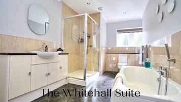 Honeymoon Room, Ensuite | Bathroom | Hair dryer, towels