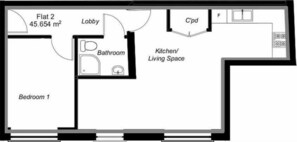 Floor plan - New Premium 1 Bed 1 Bath Apt For Corporates (Reading)