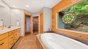 Shower, towels - Outstanding Views! 5BR/4.5 BA/ Sleeps 14, Hot-Tub, Pool Table! (Maggie Valley)