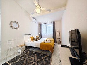 1 bedroom, iron/ironing board, bed sheets
