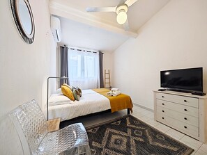 1 bedroom, iron/ironing board, bed sheets