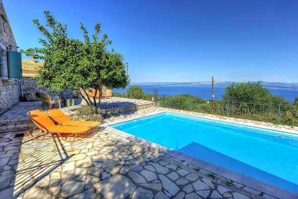 Private pool and terrace with sea views