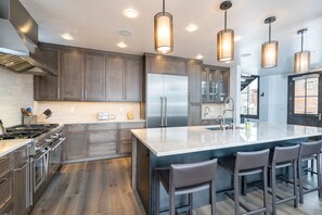 Fridge, microwave, oven, stovetop - Trails Edge-Double Cabins by Curate Telluride-Ski-In/Out, Hot Tub, Lux, MV (Mountain Village)