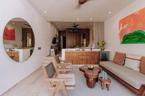Deluxe Garden | Living area | 50-inch Smart TV with digital channels, streaming services - Bacab Tulum (Tulum)