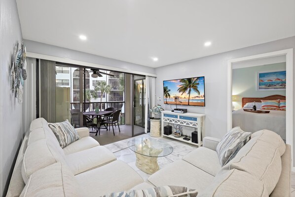 Condo, 1 King Bed with Sofa bed (Tropical Condo on River with pools, s) | Living area - Tropical Condo on River With Pools, Spas, and Tennis (Marco Island)