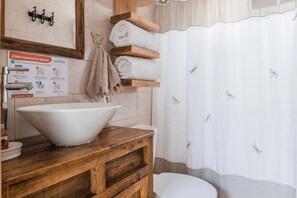 Chambre Standard Double ou avec lits jumeaux | Salle de bain | Douche, douche à « effet pluie », sèche-cheveux, savon