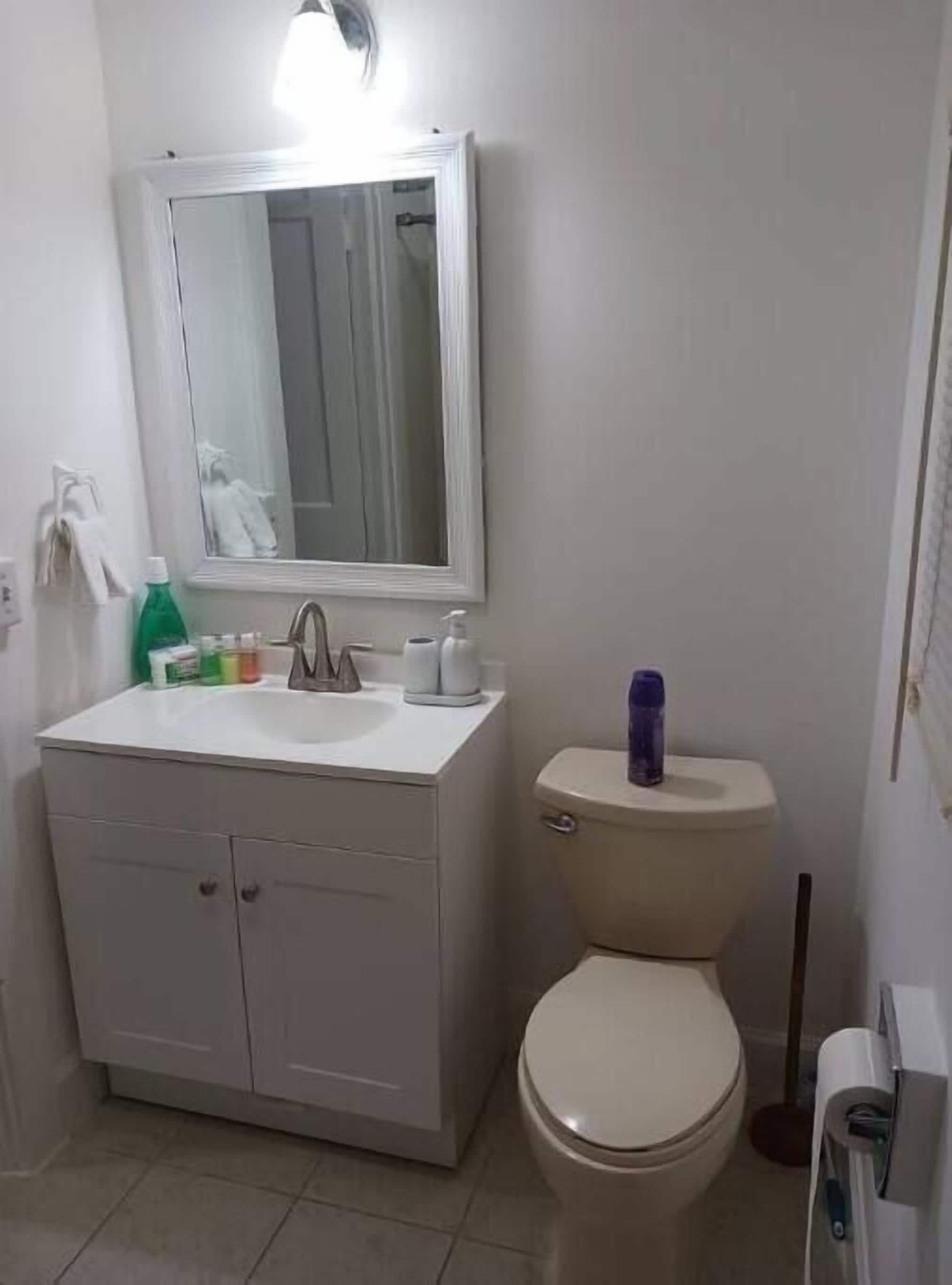 Sèche-cheveux, serviettes fournies, savon, shampoing