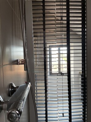 Suite de lujo | Baño | Regadera, secadora de cabello, toallas, jabón