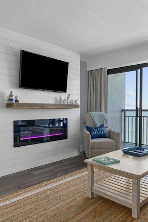 Smart-tv en een open haard