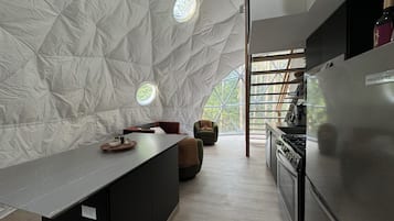 Réfrigérateur, micro-ondes, four, plaque de cuisson