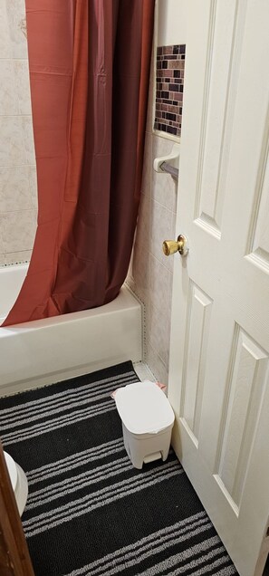 Secador de cabelo, toalhas de banho, sabonete, shampoo