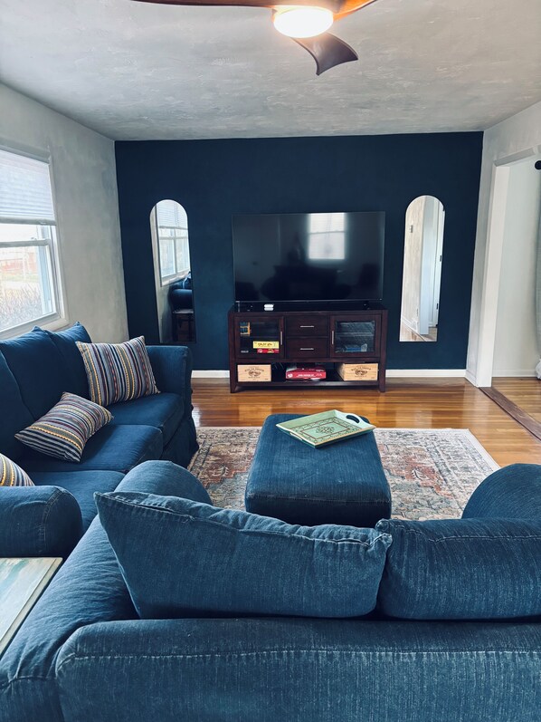 Smart TV, DVD player, foosball