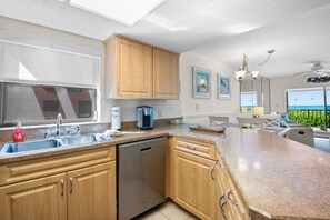 Fridge, microwave, oven, dishwasher