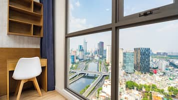 Luxury Apartment, 2 Bedrooms, Balcony, City View | 3 bedrooms, individually furnished, desk, laptop workspace