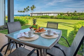 Outdoor dining - Poipu Sands 312 – Ground Floor, Ocean View, Steps to Shipwreck Beach (Koloa)
