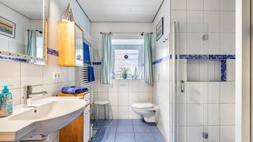 Ducha, secador de pelo y toallas