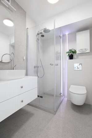 Suihku, pyyhkeet, saippua, vessapaperi