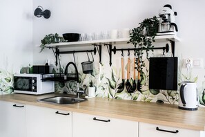 Fridge, microwave, stovetop, dishwasher
