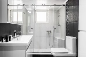 Shower, hair dryer, towels, soap - Radiant 3BR Apartment in Paleo Faliro (Paleo Faliro)