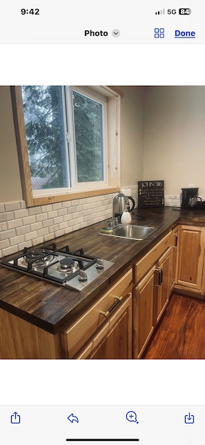 Private kitchen - A peaceful escape, a Mini cabin near Sierra ski resort in Lake Tahoe (Twin Bridges)