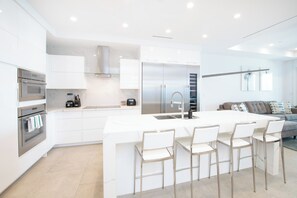 Fridge, microwave, oven, stovetop - Rum Point Resort #305 (Seven Mile Beach)