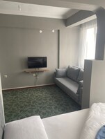 Suite estudio Confort | Zona de estar | Televisión LCD de 32 pulgadas con canales por satélite