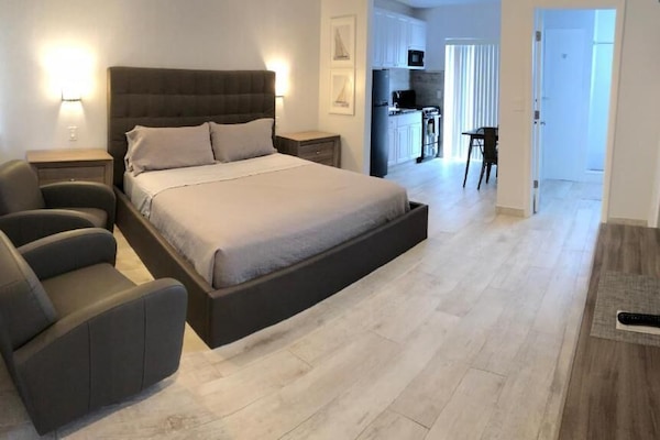 1 bedroom, desk, laptop workspace, iron/ironing board