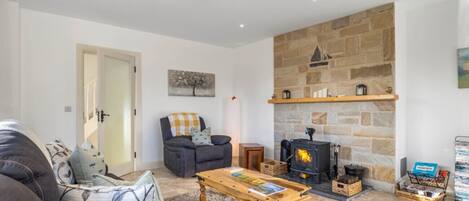 Televisión y chimenea