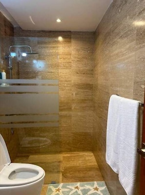 Secadora de cabello, toallas, jabón, shampoo