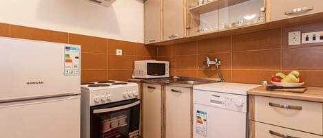 Fridge, microwave, stovetop, dishwasher