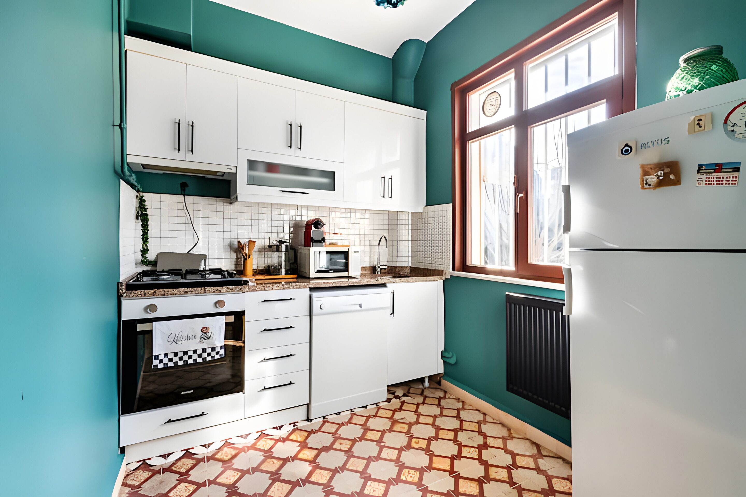 Refrigerador, microondas, horno y parrilla de estufa 