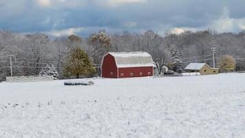 Early snow frosts the landscape.