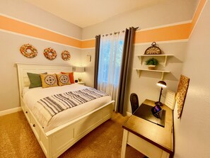 4 bedrooms, desk, iron/ironing board, travel cot