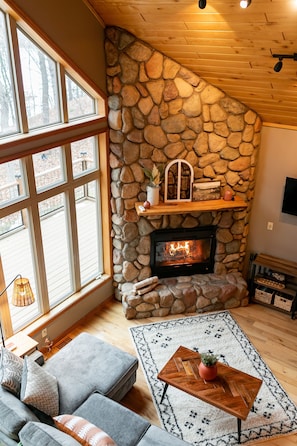 TV, fireplace