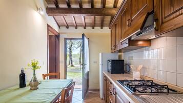 Fridge, stovetop, cookware/dishes/utensils