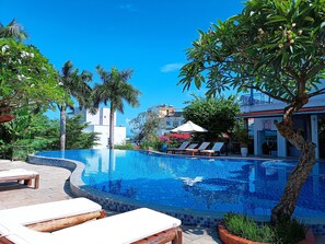 Outdoor pool, open 6:00 AM to 10:00 PM, pool umbrellas, pool loungers - Suncosy Central Resort (Phu Quoc)