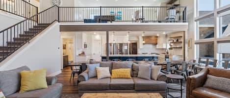 Smart TV, fireplace, video games, DVD player