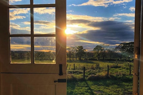Interior. Cosy romantic shepherd hut in open countryside