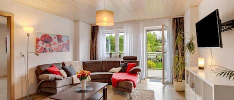 Televisio, DVD-soitin, pöytätennispöytä, stereot