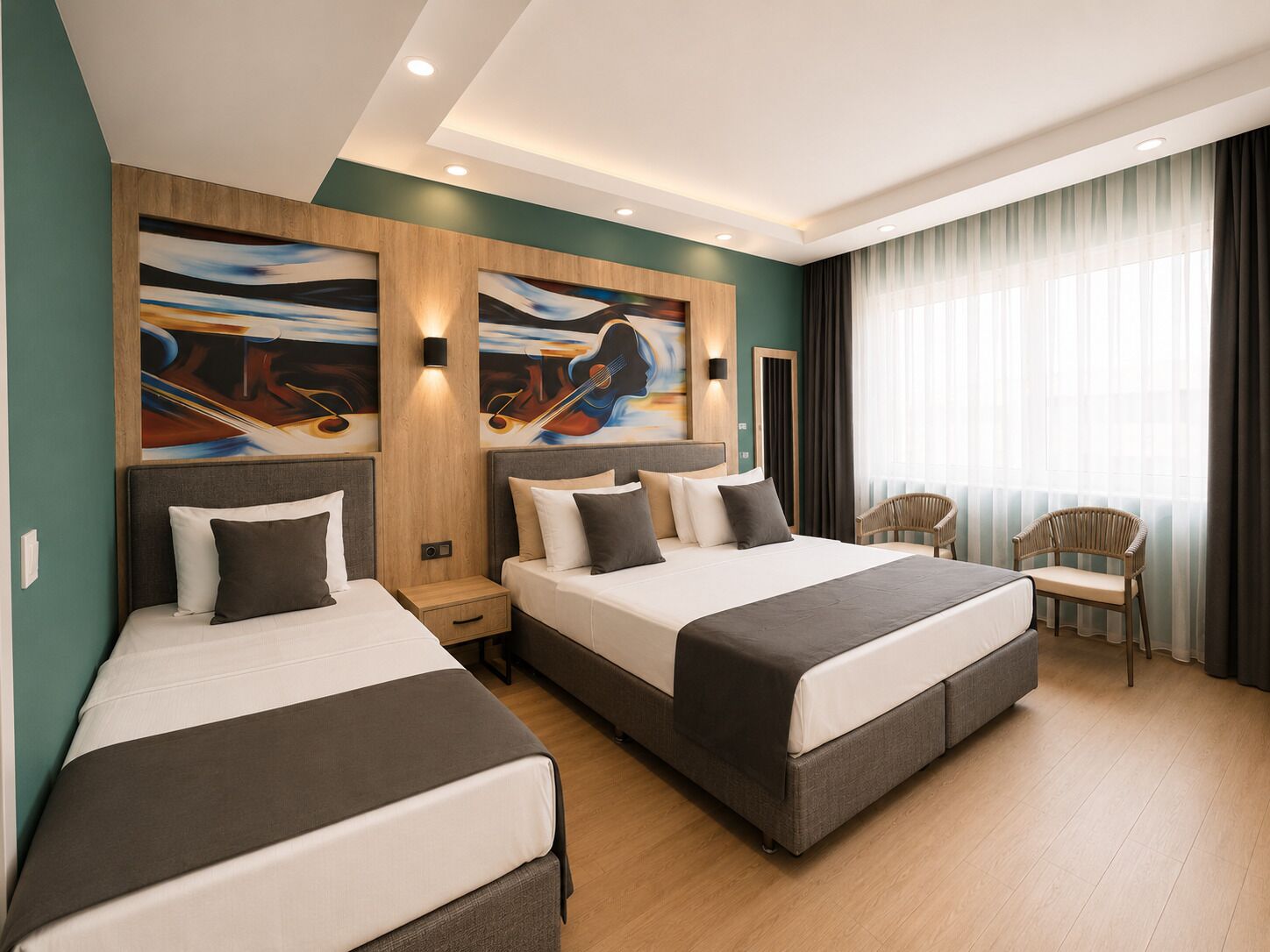 Chambre Triple Standard, plusieurs lits | Chambres insonorisées, fer et planche à repasser, Wi-Fi gratuit