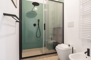 Regadera, bidet, toallas 