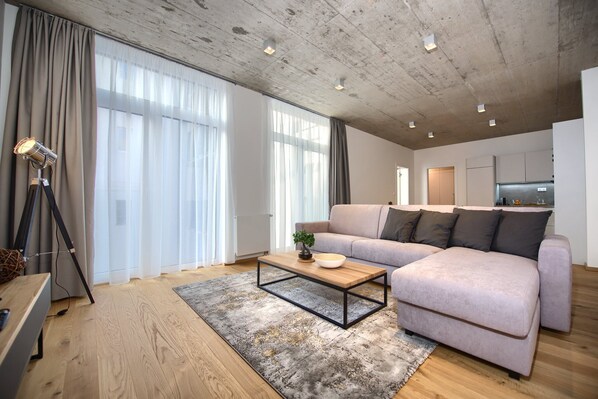 Living area - SOUK 32 - Minimalist Luxury One-Bedroom Apartments on Soukenická (Hlavní mesto Praha)
