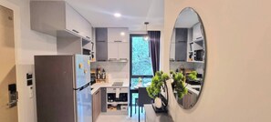 Fridge, microwave, stovetop, toaster - AO504 - 1 Bedroom Serviced Apartment Top Floor Forest View with Bathtub Ao Nang (Tambon Ao Nang)
