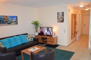 Smart TV, DVD player, books