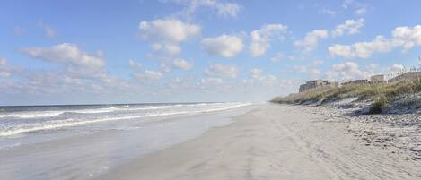 Plage à proximité, chaises longues, serviettes de plage