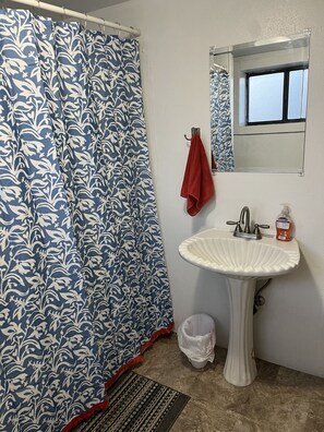 Secadora de cabello, toallas, jabón, shampoo 