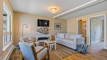 Smart TV, fireplace, DVD player