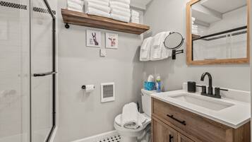 Hair dryer, towels