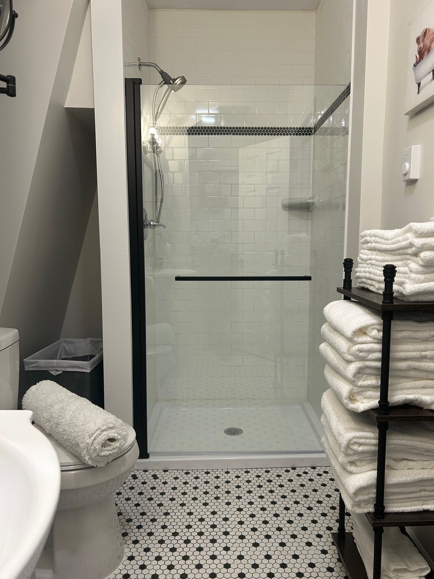 Hair dryer, towels