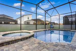 A heated pool - Solara Resort 7 BR Home/Themed/Pool/Spa/Arcade (Kissimmee)